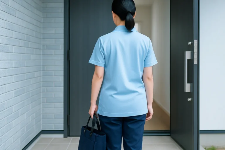 訪問介護で住宅を訪れるヘルパー